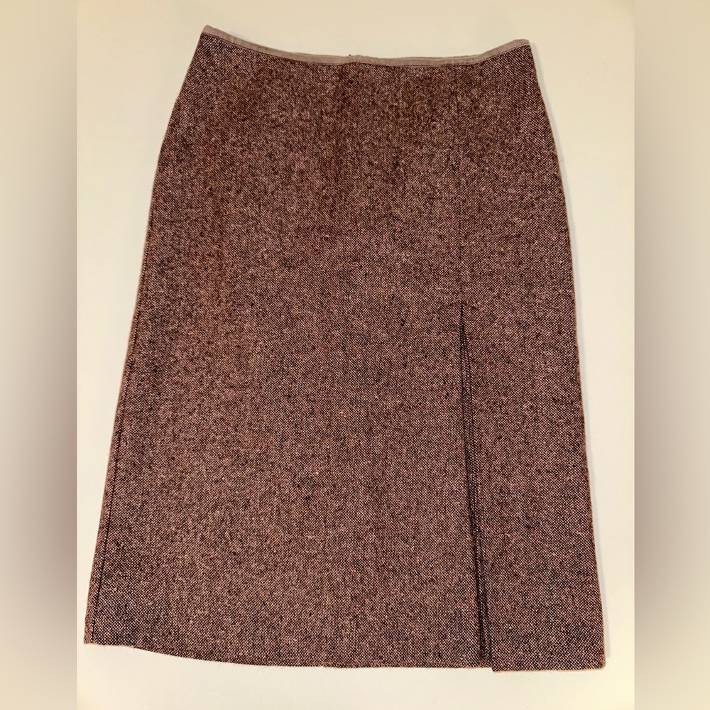 United Colors of Benetton Wool Blend A-Line Skirt Size 6 Mauve Front Slit Italy